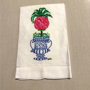 Ginger Jar/Topiary linen tea towel